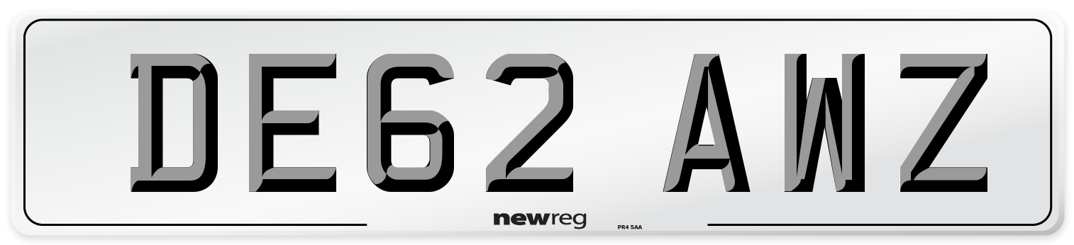 DE62 AWZ Number Plate from New Reg